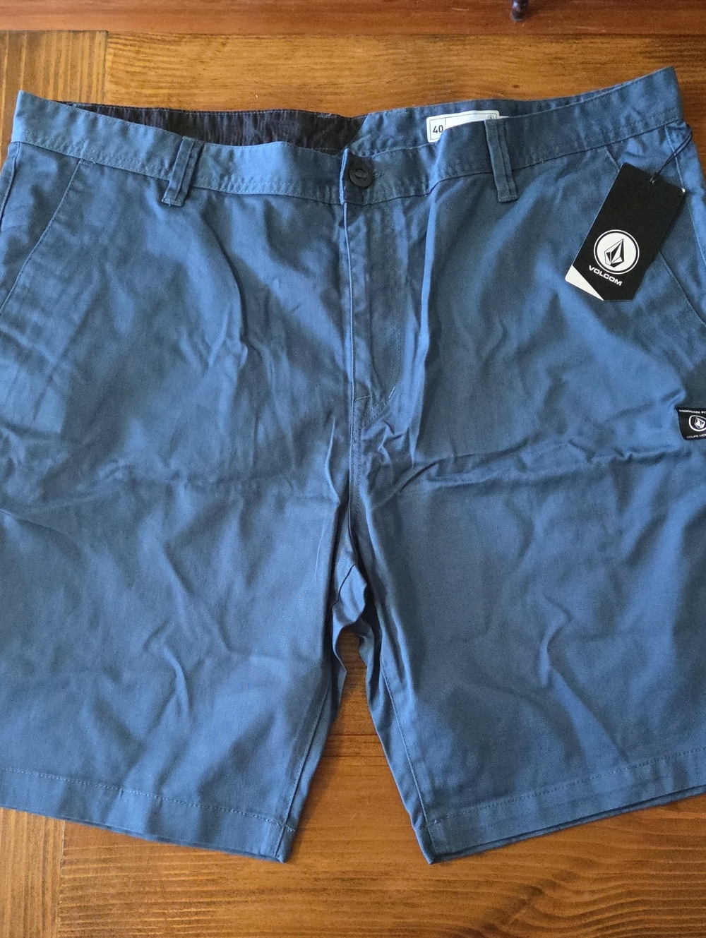 Volcom Men’s Slate Blue Flat-Front Shorts
